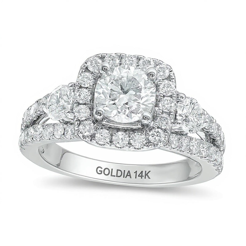 Previously Owned 2.2 CT. TW Diamond Three Stone Engagement Ring in 14K White Gold (I/I1)