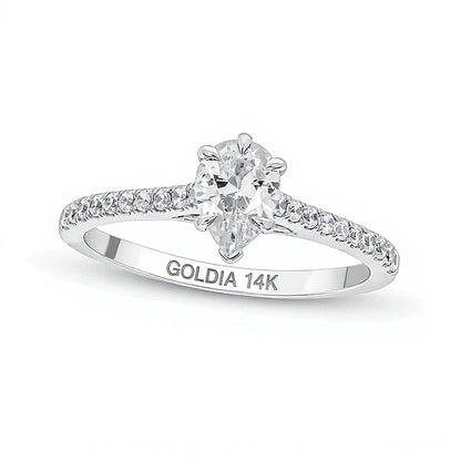 0.75 CT. TW Pear-Shaped Diamond Engagement Ring in 14K White Gold (I/I2)