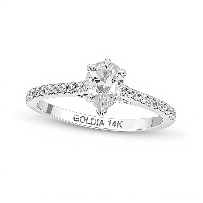 0.75 CT. TW Pear-Shaped Diamond Engagement Ring in 14K White Gold (I/I2)