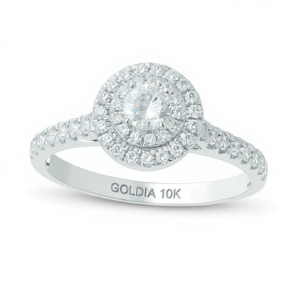 0.5 CT. TW Diamond Double Frame Engagement Ring in 10K White Gold