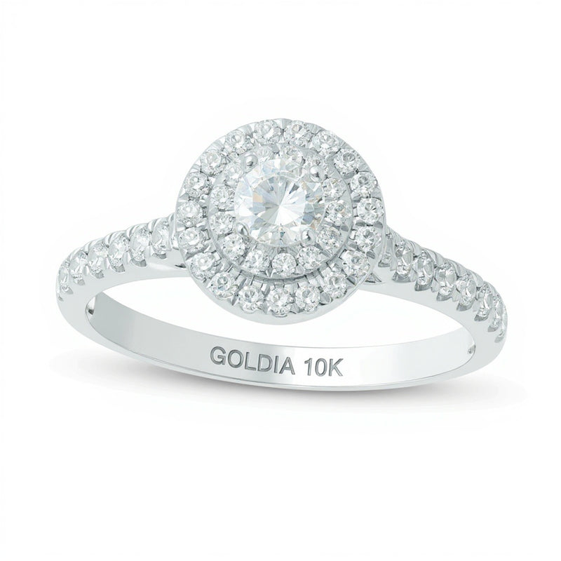 0.5 CT. TW Diamond Double Frame Engagement Ring in 10K White Gold
