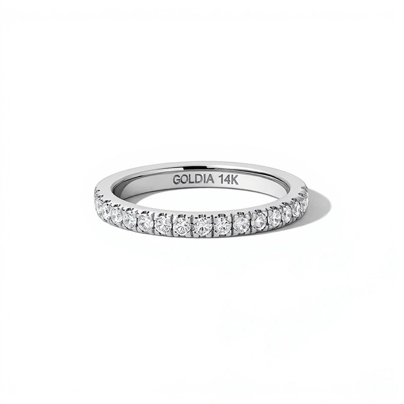 Zales x SHAHLA 0.25 CT. TW Lab-Grown Diamond Zaha PavÃ© Band in 14K White Gold (F/VS2)