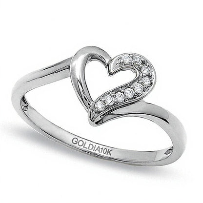 0.05 CT. TW Diamond Heart Outline Ring in 10K White Gold
