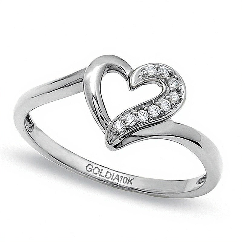 0.05 CT. TW Diamond Heart Outline Ring in 10K White Gold