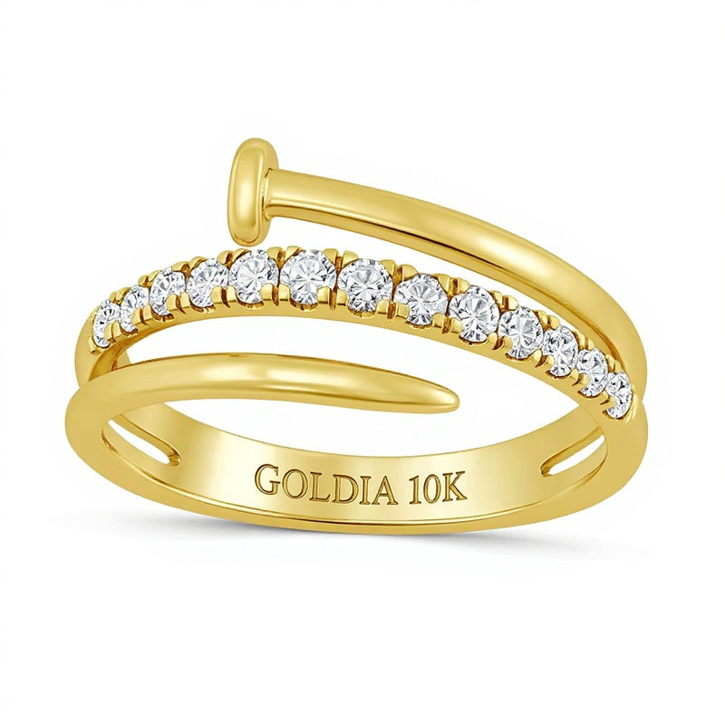 0.33 CT. TW Diamond Spiral Nail Ring in 10K Gold