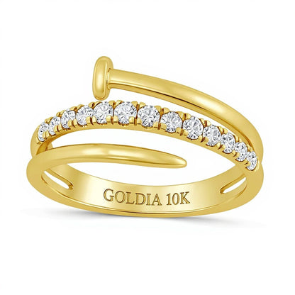 0.33 CT. TW Diamond Spiral Nail Ring in 10K Gold