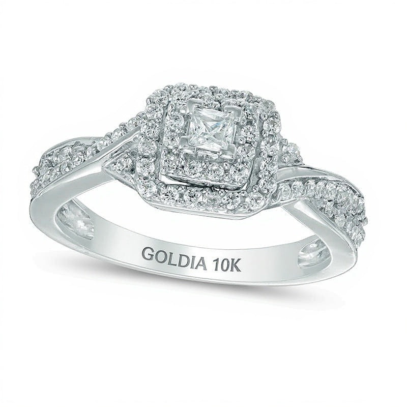 0.33 CT. TW Princess-Cut Diamond Frame Engagement Ring in 10K White Gold