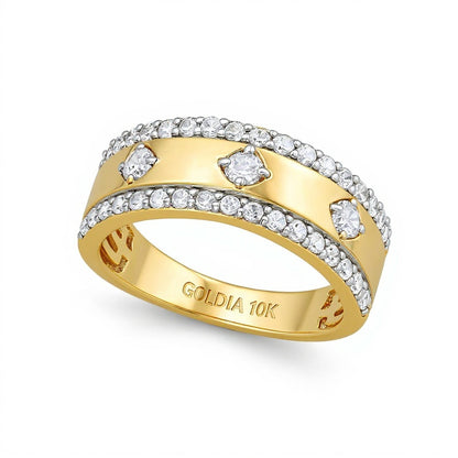 0.75 CT. TW Diamond Edge Center Station Band in 10K Gold