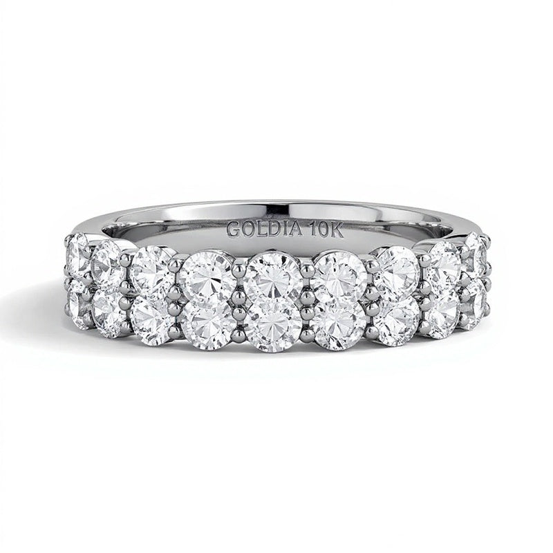 2.5 CT. TW Lab-Grown Diamond Two-Row Anniversary Band in 10K White Gold (F/VS2)