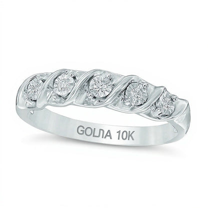 Diamond Accent Five Stone "S" Anniversary Band in 10K White Gold