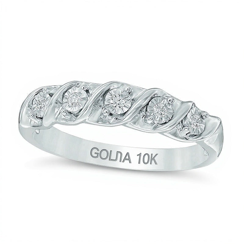 Diamond Accent Five Stone "S" Anniversary Band in 10K White Gold