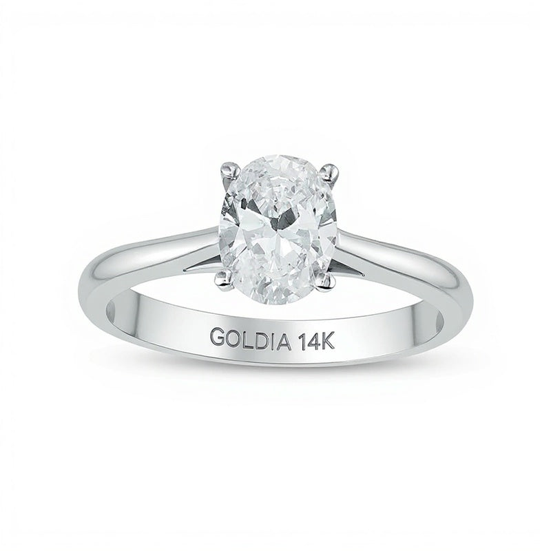 1.0 CT. Oval Diamond Solitaire Engagement Ring in 14K White Gold (I/I2)