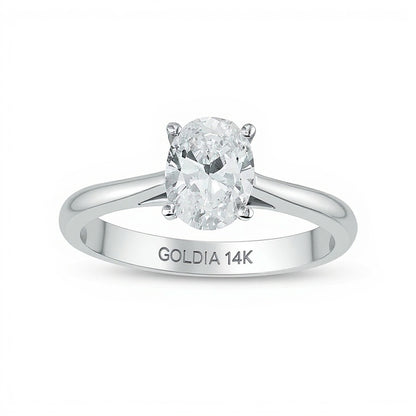 1.0 CT. Oval Diamond Solitaire Engagement Ring in 14K White Gold (I/I2)