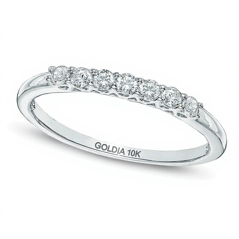 0.2 CT. TW Diamond Seven Stone Wedding Band in 10K White Gold