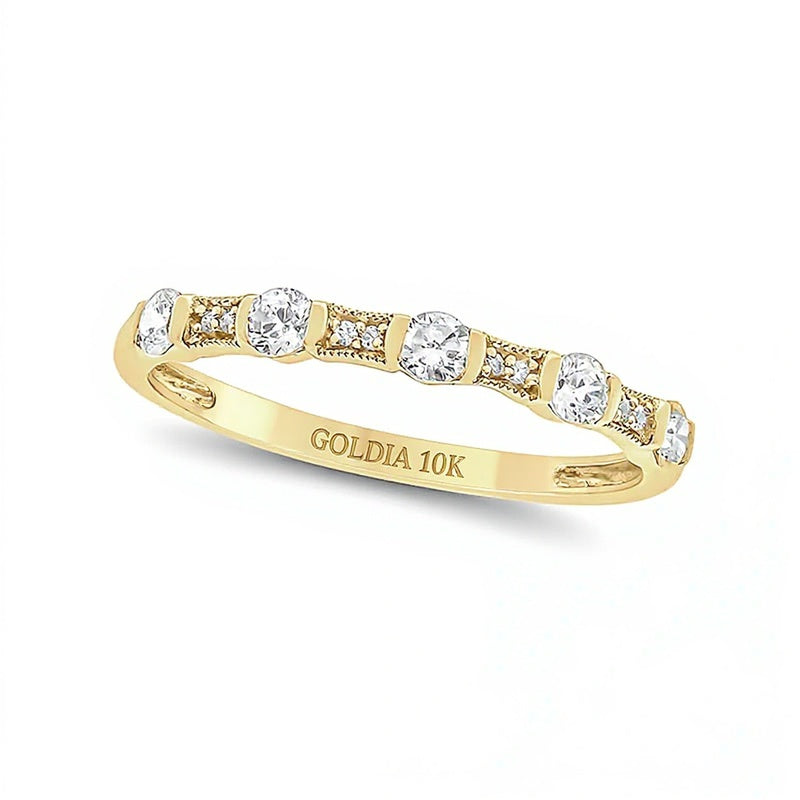 0.33 CT. TW Diamond Vintage-Style Stack Anniversary Band in 10K Gold