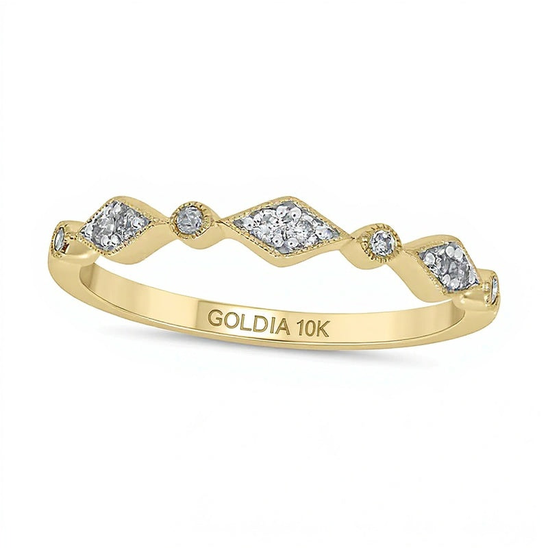 0.1 CT. TW Multi-Diamond Station Art Deco Stackable Band in 10K Gold