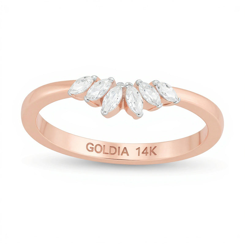 0.17 CT. TW Marquise Diamond Anniversary Band in 14K Rose Gold