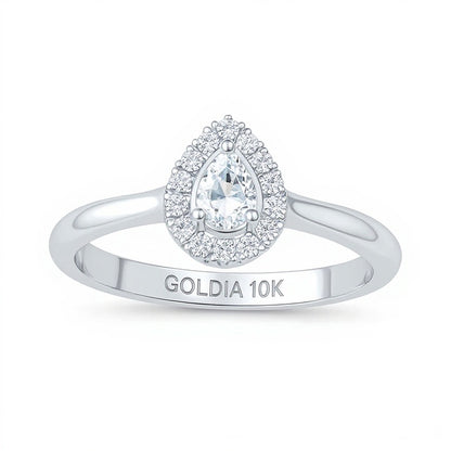 0.25 CT. TW Pear-Shaped Diamond Frame Promise Ring in 10K White Gold