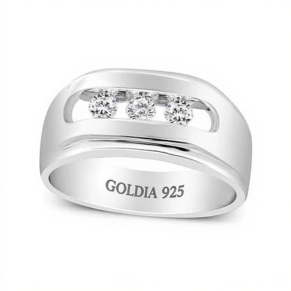 0.33 CT. TW Diamond Channel Three Stone Ring in Sterling Silver