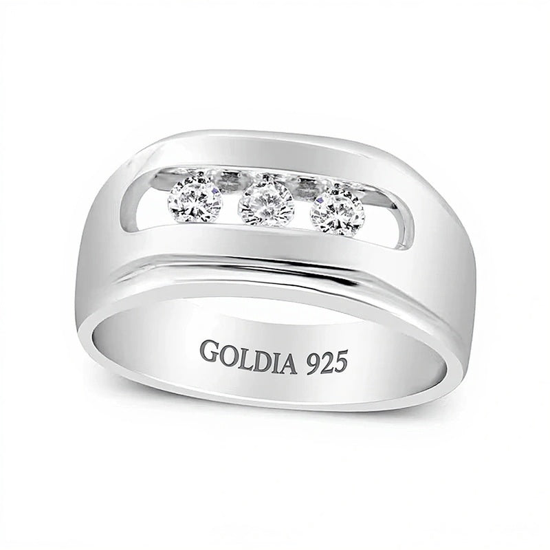 0.33 CT. TW Diamond Channel Three Stone Ring in Sterling Silver