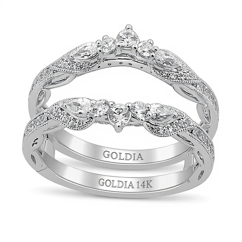 0.75 CT. TW Pear-Shaped Diamond Contour Vintage-Style Solitaire Enhancer in 14K White Gold