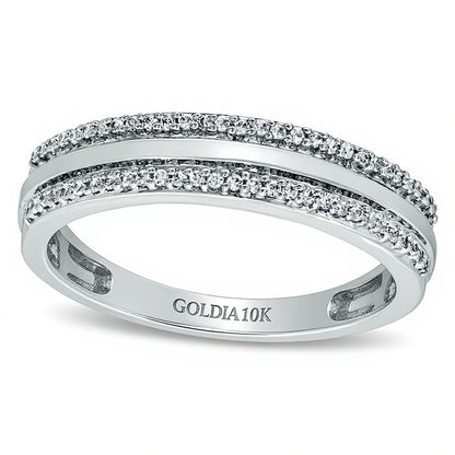 0.2 CT. TW Diamond Edge Wedding Band in 10K White Gold