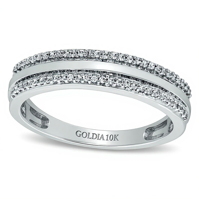 0.2 CT. TW Diamond Edge Wedding Band in 10K White Gold