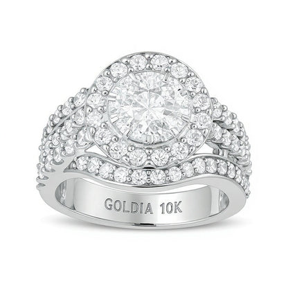 2.0 CT. TW Composite Diamond Bypass Multi-Row Split Shank Engagement Ring in 10K White Gold