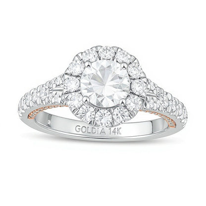 Previously Owned Zales Private Collection 2.0 CT. TW Diamond Frame Engagement Ring in 14K Two-Tone Gold (F/I1)