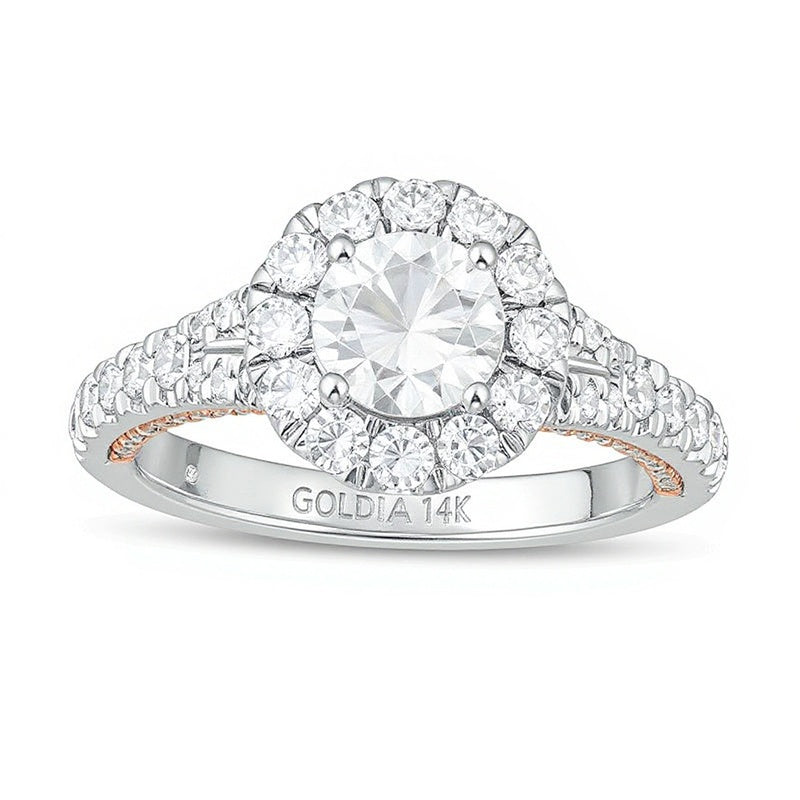 Previously Owned Zales Private Collection 2.0 CT. TW Diamond Frame Engagement Ring in 14K Two-Tone Gold (F/I1)