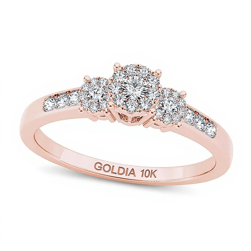0.33 CT. TW Composite Diamond Three Stone Engagement Ring in 10K Rose Gold