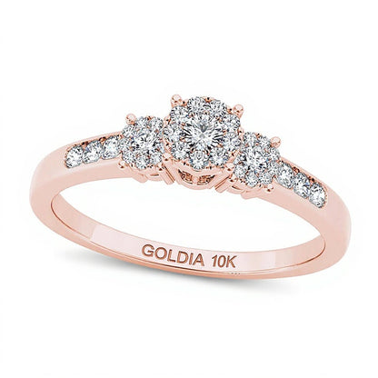 0.33 CT. TW Composite Diamond Three Stone Engagement Ring in 10K Rose Gold