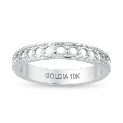 0.38 CT. TW Diamond Vintage-Style Wedding Band in 10K White Gold