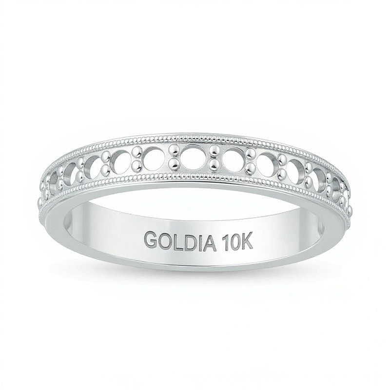 0.38 CT. TW Diamond Vintage-Style Wedding Band in 10K White Gold