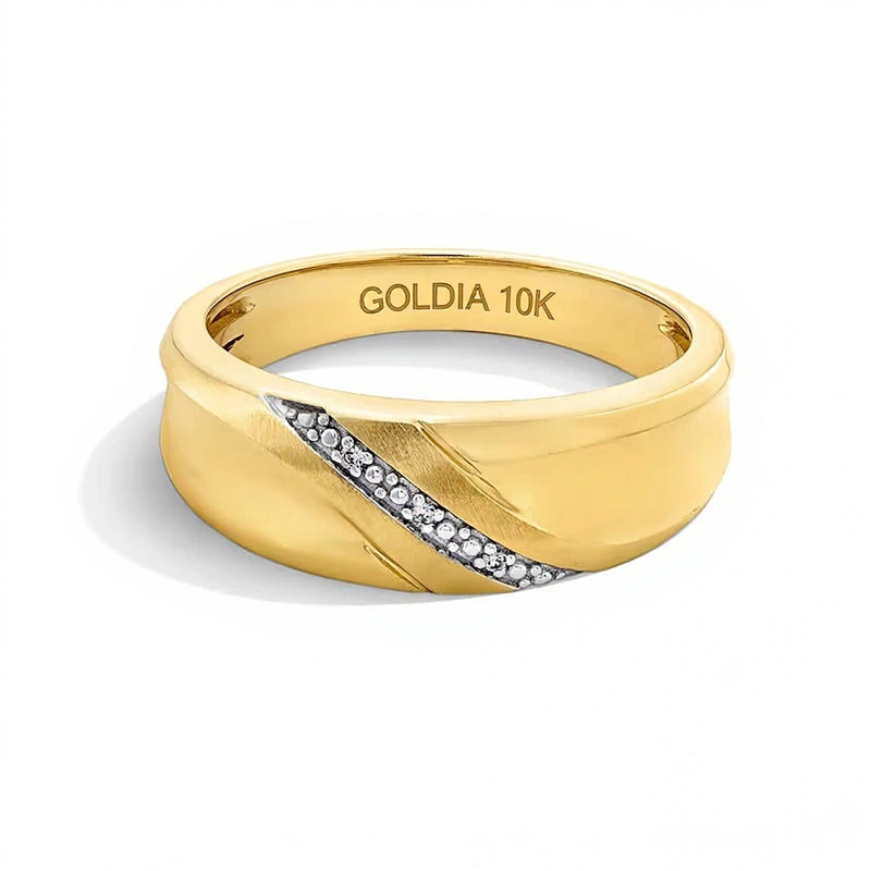 Diamond Accent Satin Slant Band in 10K Gold