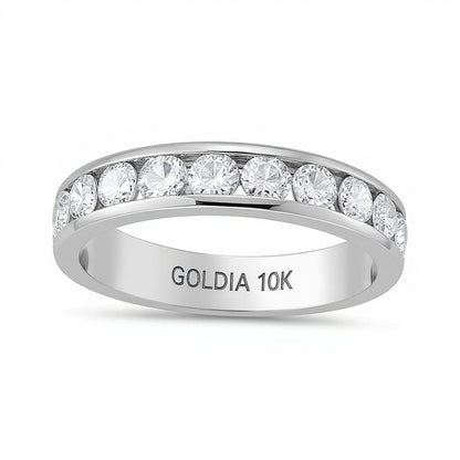1.25 CT. TW Diamond Channel Eleven Stone Band in 10K White Gold (I/I2)