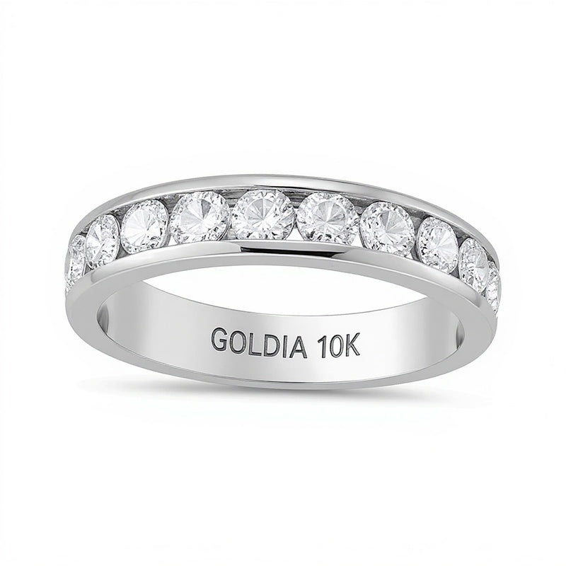 1.25 CT. TW Diamond Channel Eleven Stone Band in 10K White Gold (I/I2)