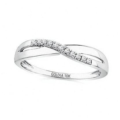 Diamond Accent Criss-Cross Wave Band in 10K White Gold