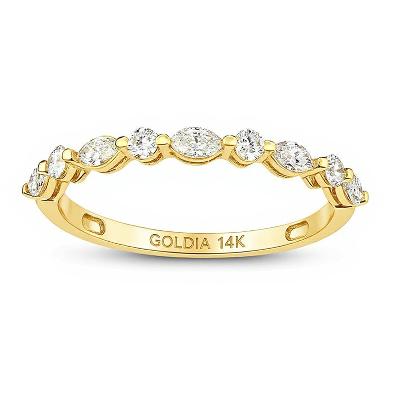 0.25 CT. TW Marquise and Round Diamond Alternating Stackable Band in 14K Gold