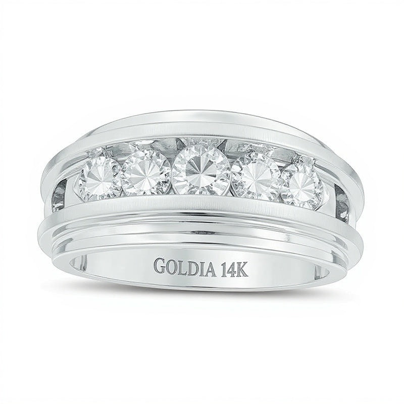 1.5 CT. TW Diamond Five Stone Wedding Band in 14K White Gold