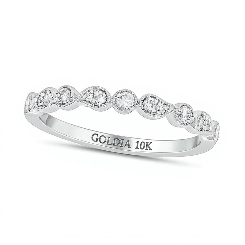 0.2 CT. TW Diamond Paisley Stackable Band in 10K White Gold