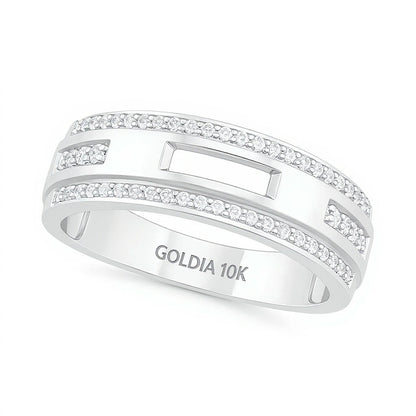 0.38 CT. TW Diamond Edge Wedding Band in 10K White Gold