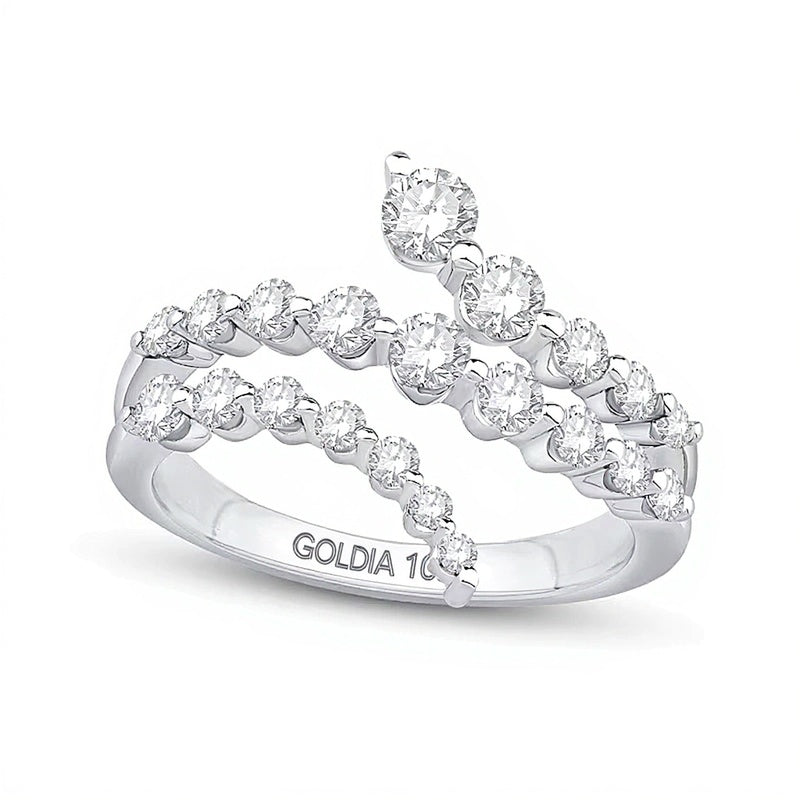 1.0 CT. TW Lab-Grown Diamond Triple Row Bypass Ring in 10K White Gold (F/VS2)