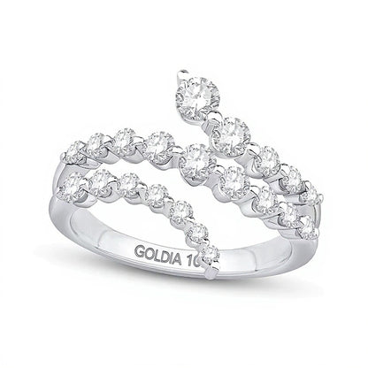 1.0 CT. TW Lab-Grown Diamond Triple Row Bypass Ring in 10K White Gold (F/VS2)