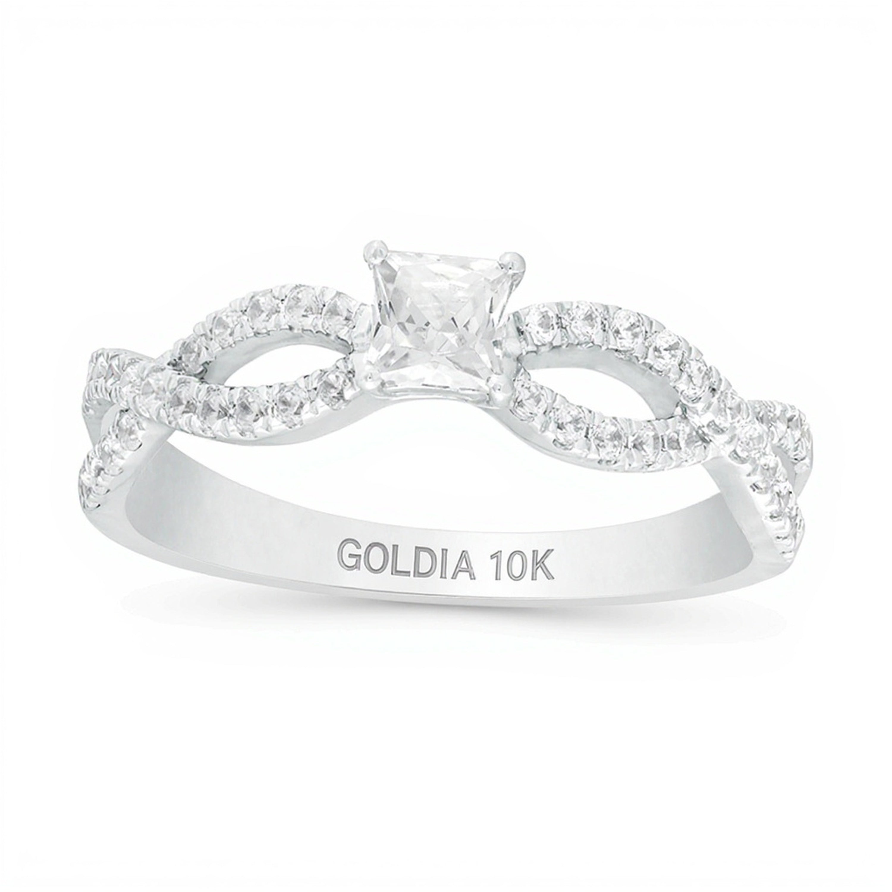 0.5 CT. TW Princess-Cut Diamond Infinity Twist Shank Engagement Ring in 10K White Gold