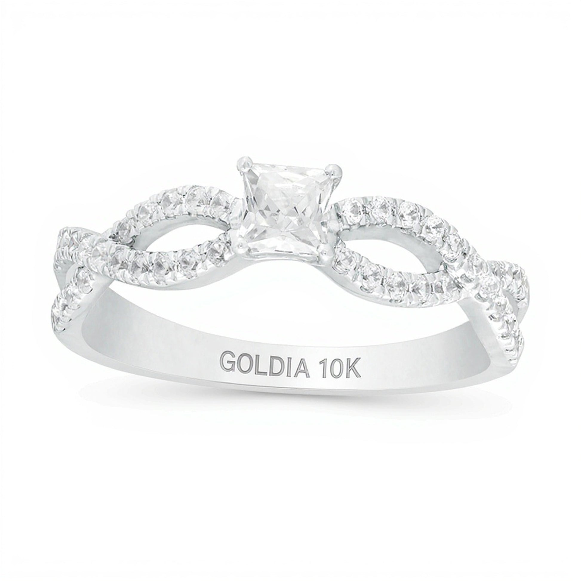 0.5 CT. TW Princess-Cut Diamond Infinity Twist Shank Engagement Ring in 10K White Gold