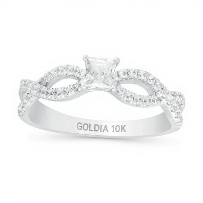 0.5 CT. TW Princess-Cut Diamond Infinity Twist Shank Engagement Ring in 10K White Gold