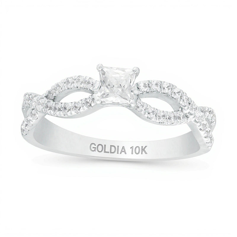 0.5 CT. TW Princess-Cut Diamond Infinity Twist Shank Engagement Ring in 10K White Gold