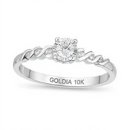 0.17 CT. TW Diamond Twist Promise Ring in 10K White Gold