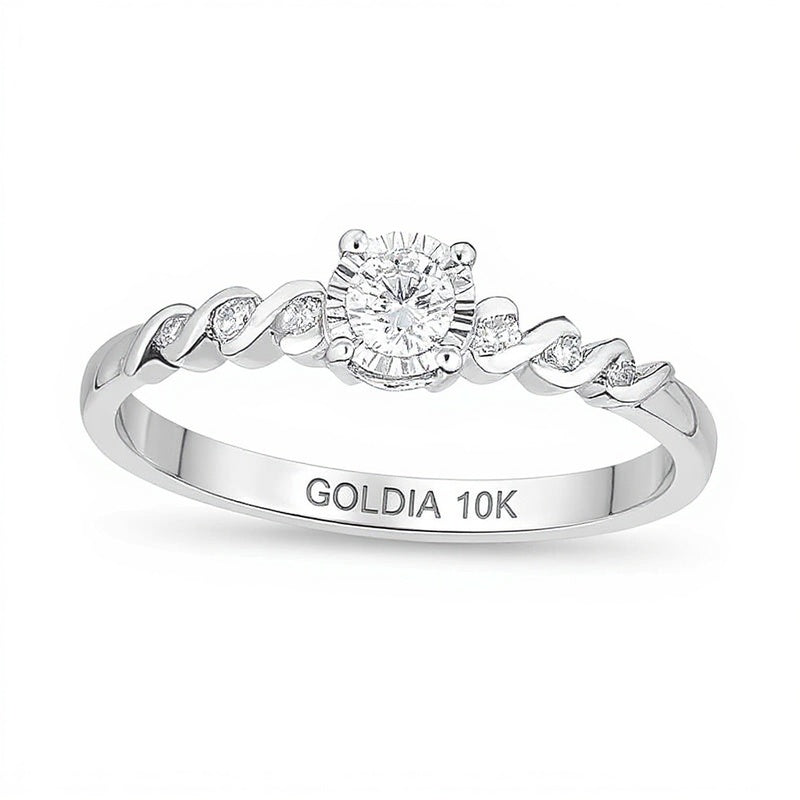 0.17 CT. TW Diamond Twist Promise Ring in 10K White Gold